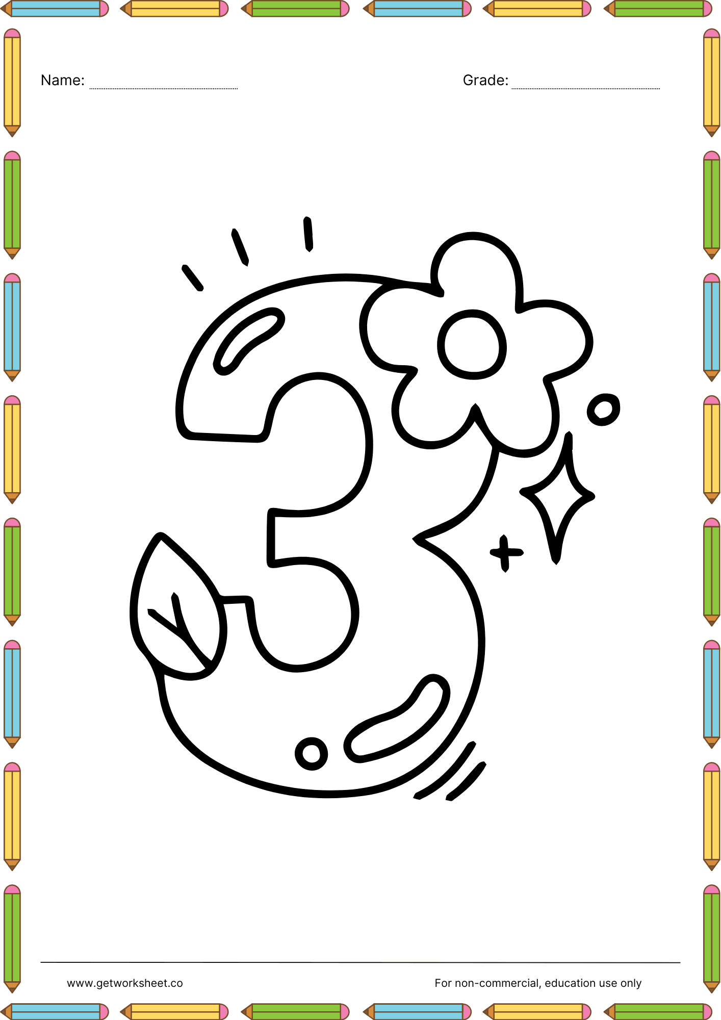 Number coloring pages 3
