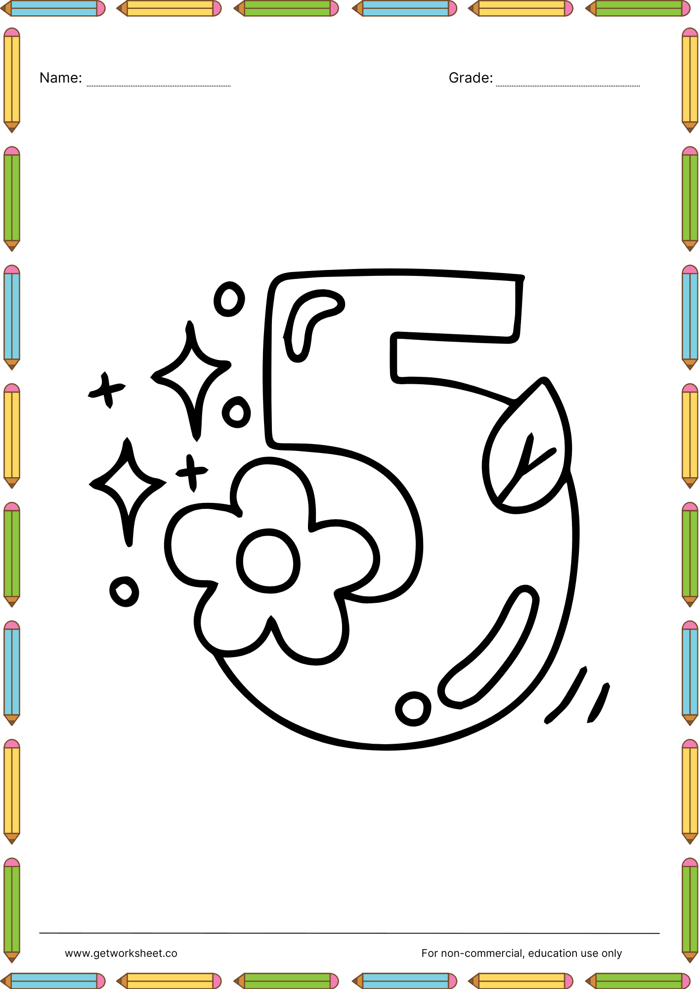 Number coloring pages 5