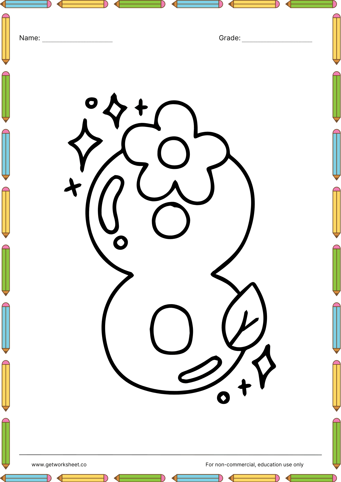 Number coloring pages 8