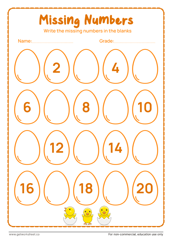 Missing number worksheet 5