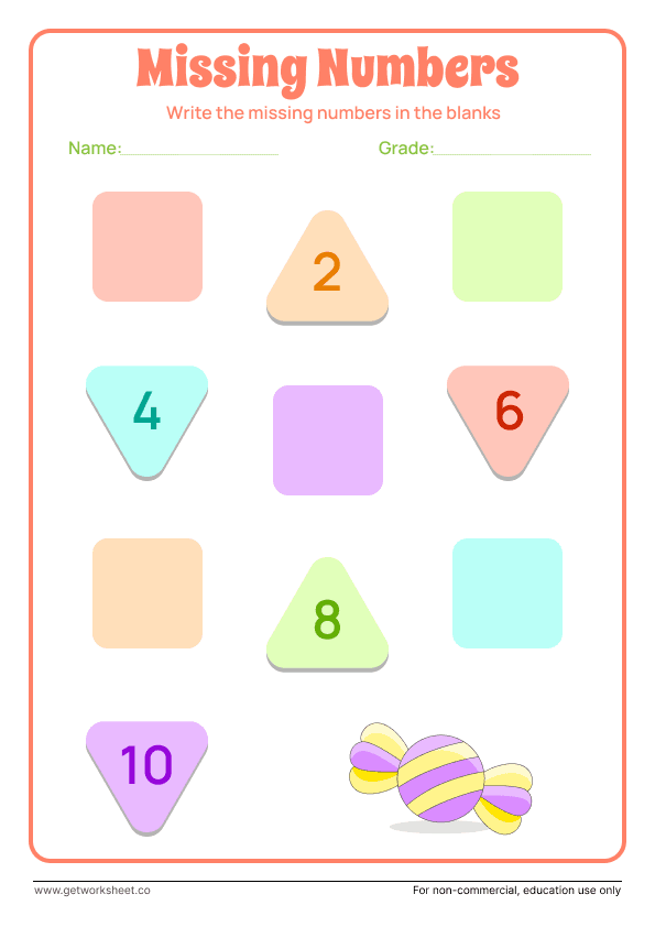 Missing number worksheet 8