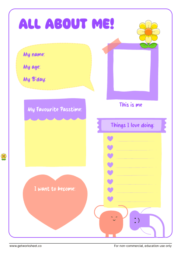 All about me worksheet 9