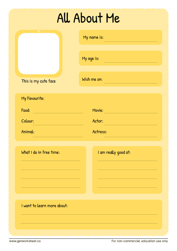 All about me worksheet 4