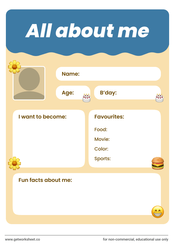 All about me worksheet 2