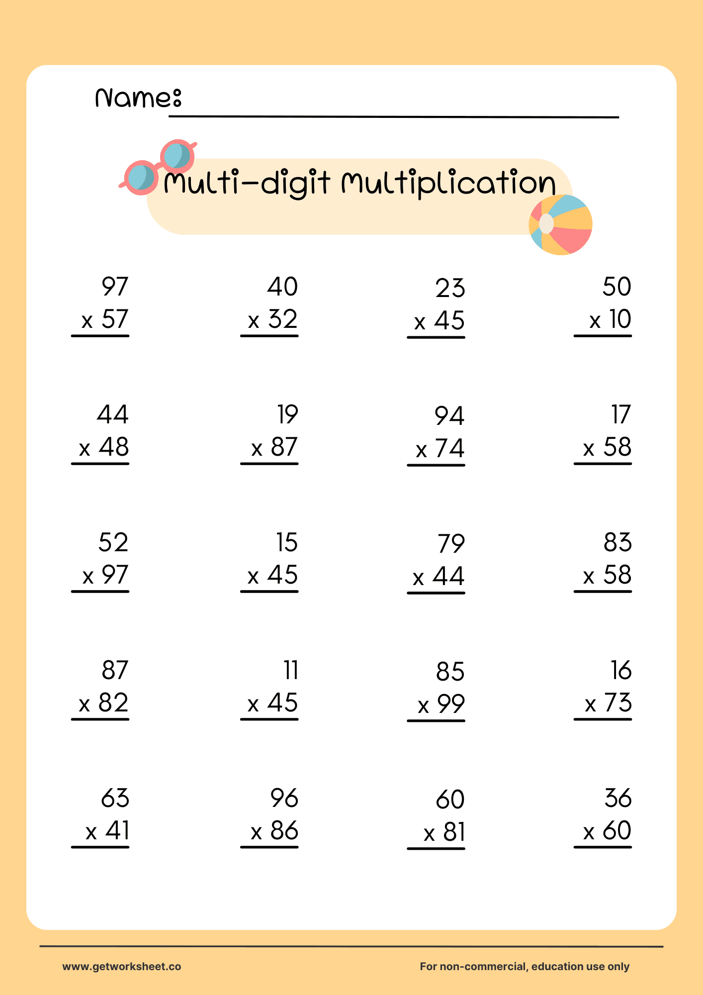 Multi digit multiplication printable 2