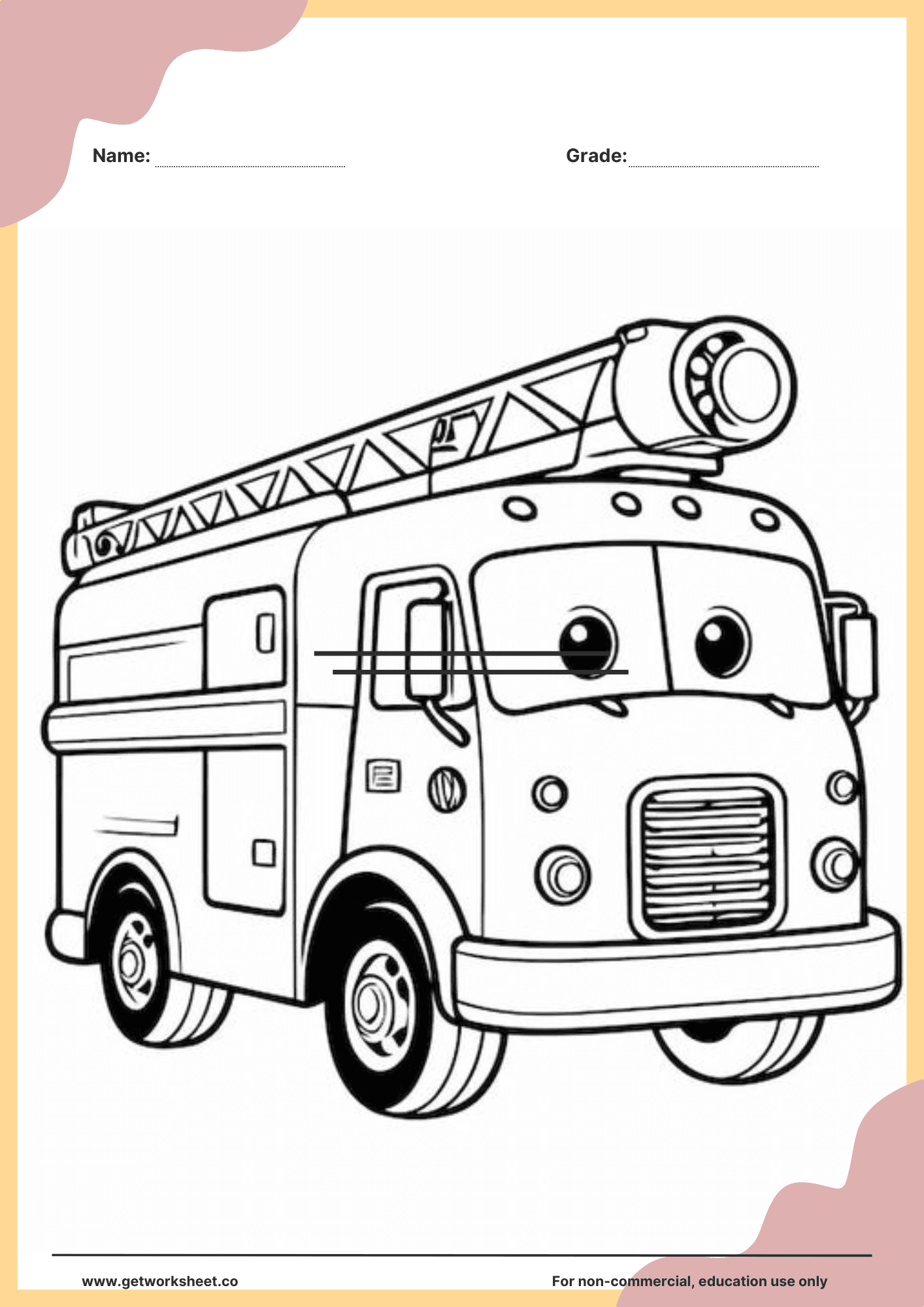 Fire truck coloring page printable 1