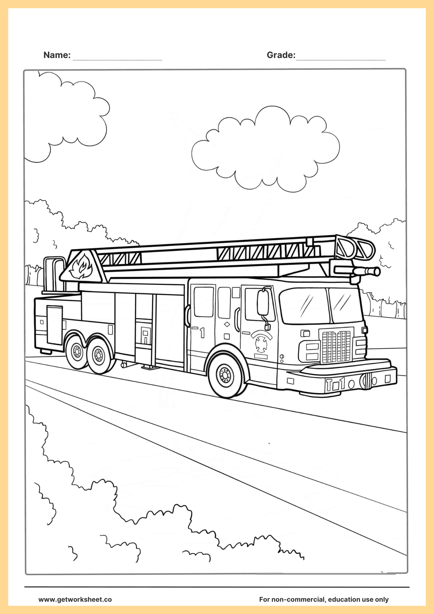 Fire truck coloring page printable 5