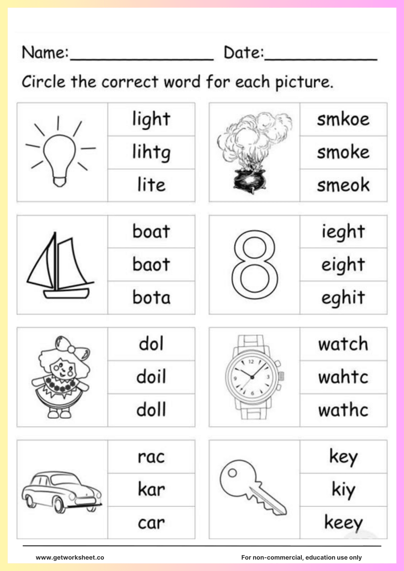 Spelling worksheets printable 2