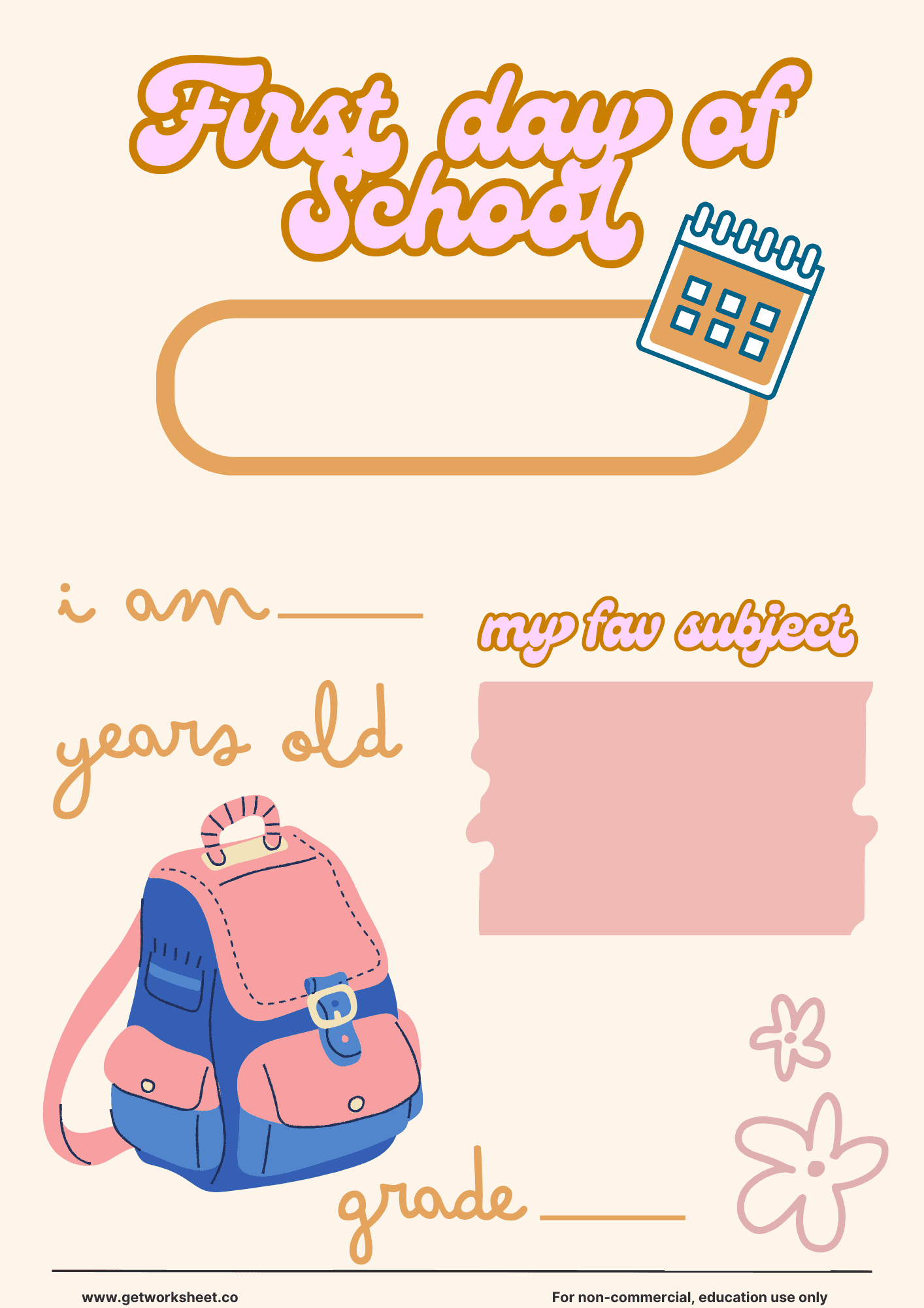 Free first day of school sign printable