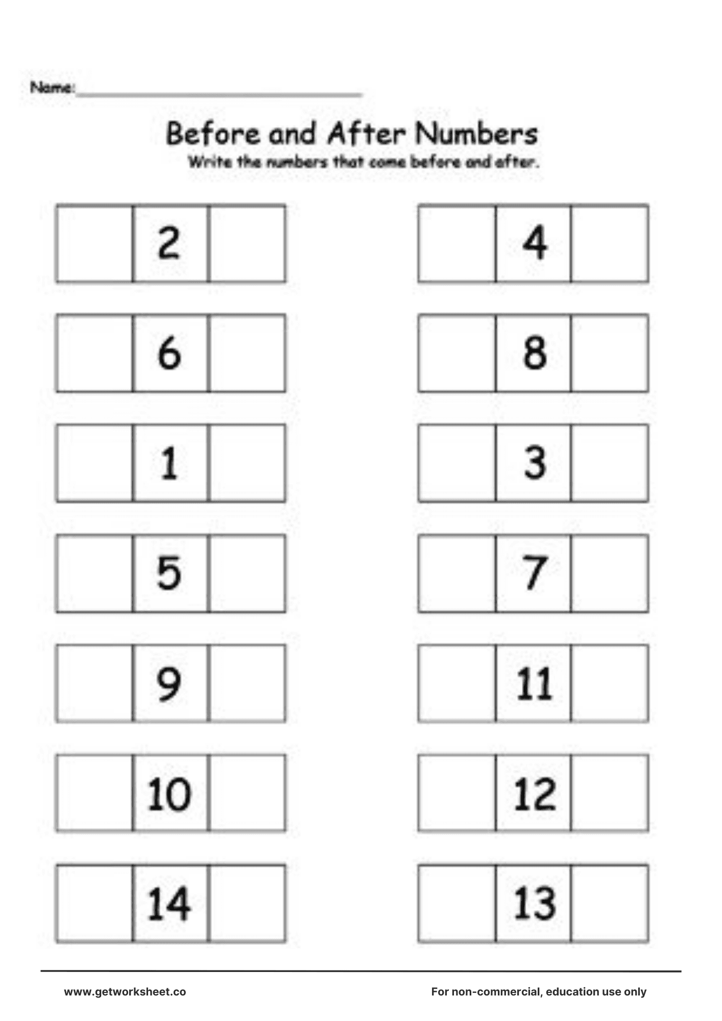 Before and after numbers worksheet 5