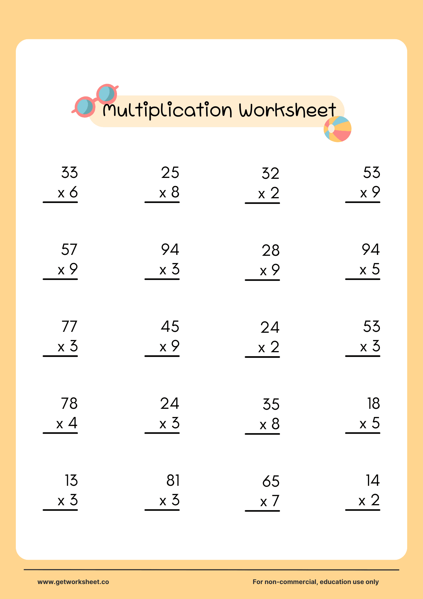 Multiplication worksheet 5