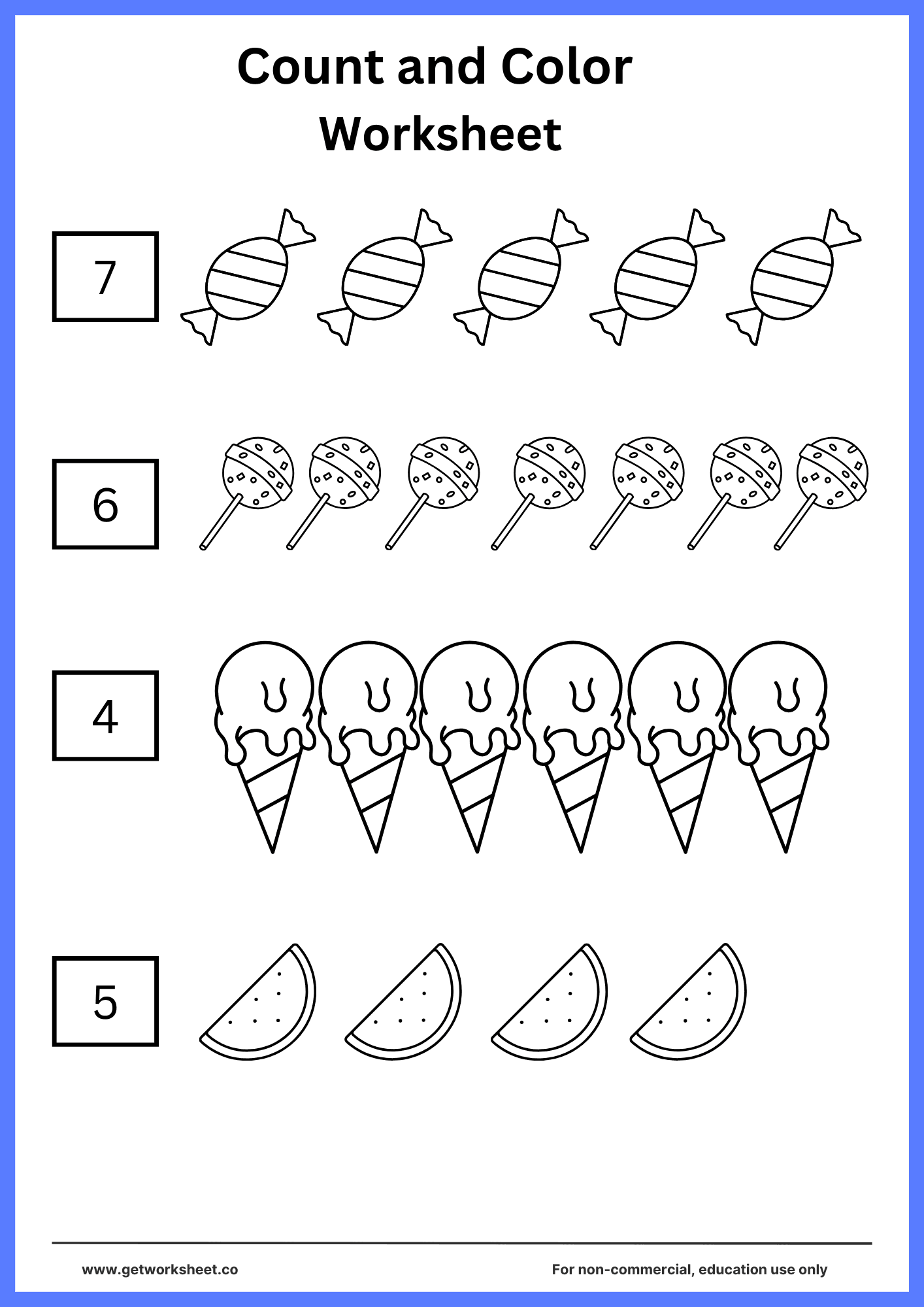 Count and color worksheet 1
