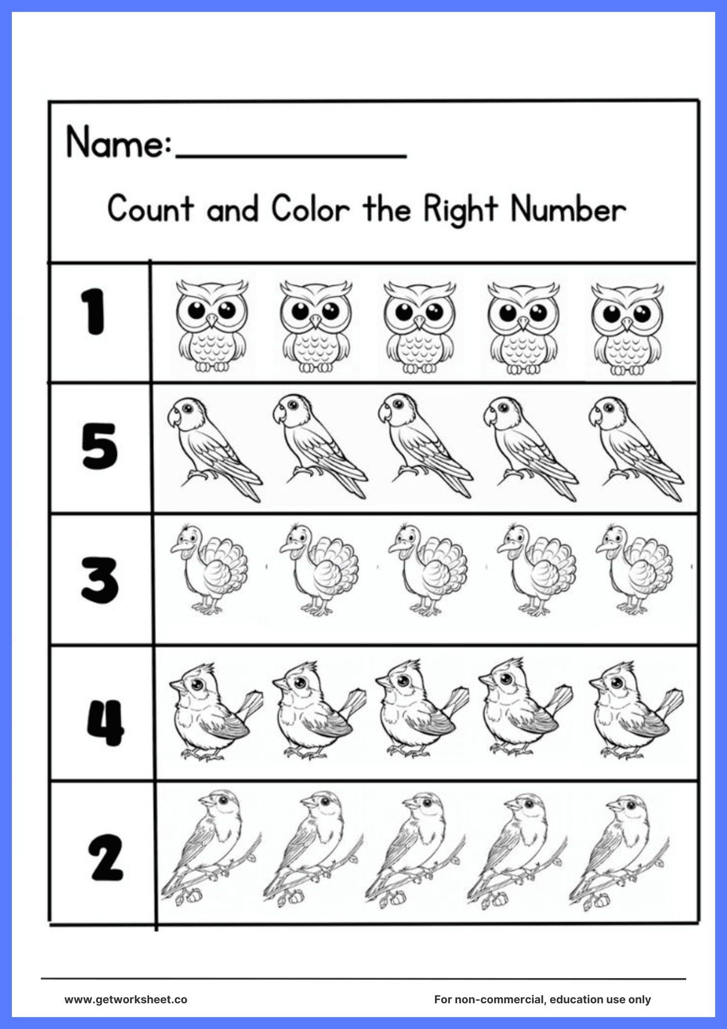 Count and color worksheet 4