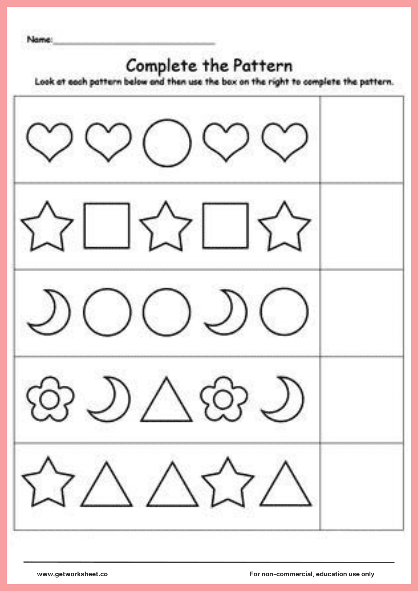 Repeating patterns worksheet 3