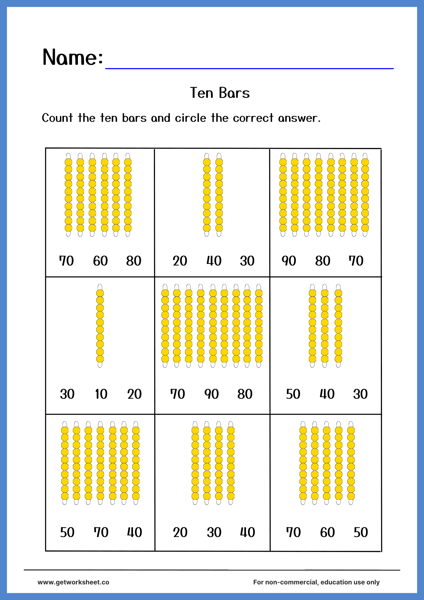 Montessori beads worksheet 1