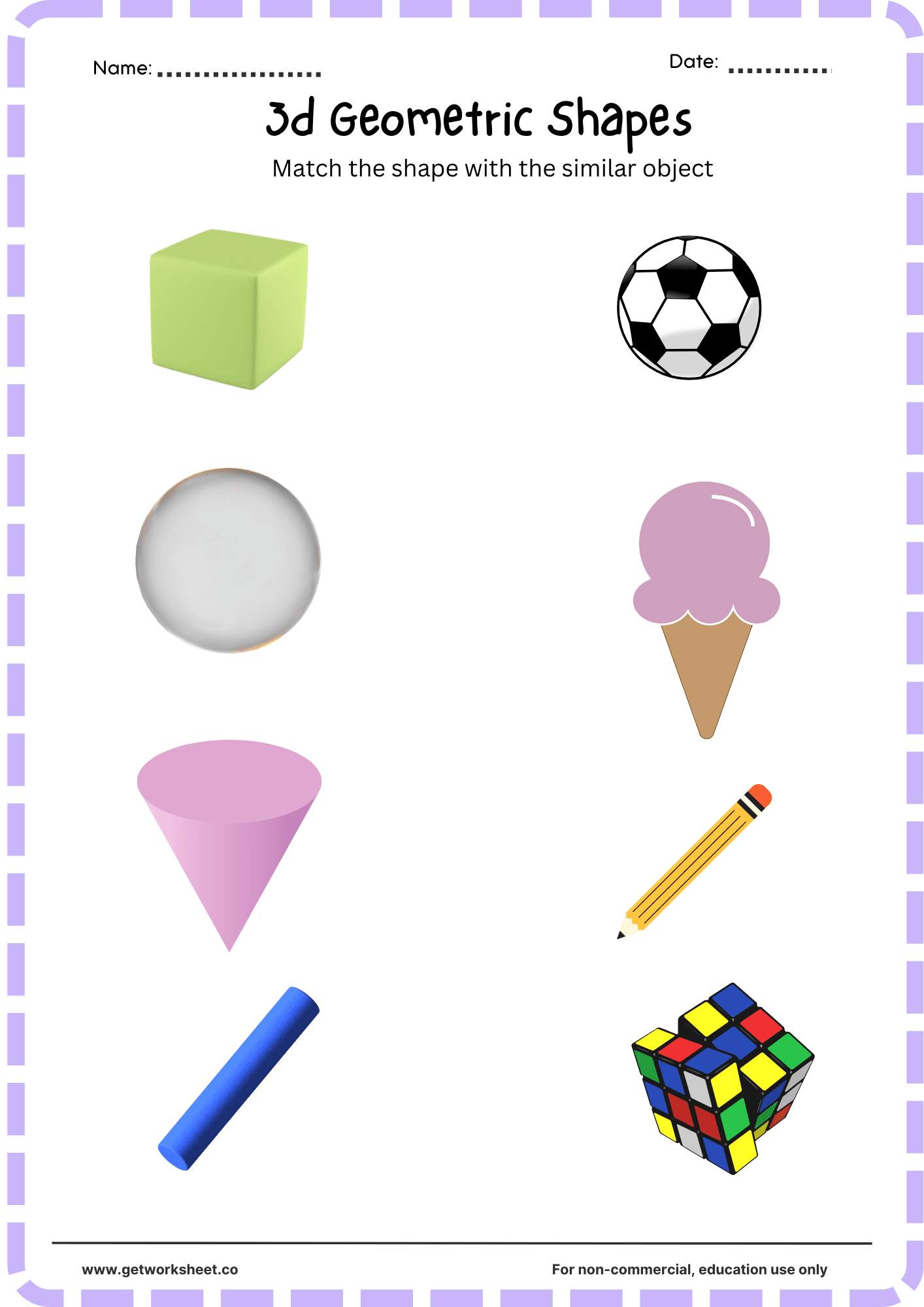 Free 3D Shapes worksheets