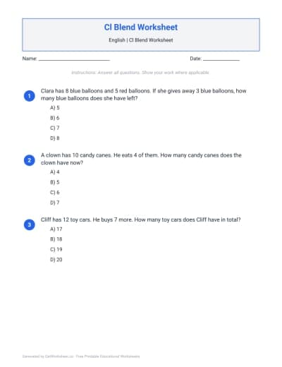 Cl Blend Worksheet
