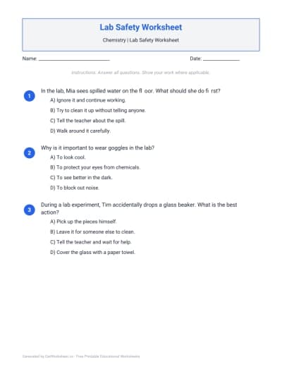 Lab Safety Worksheet