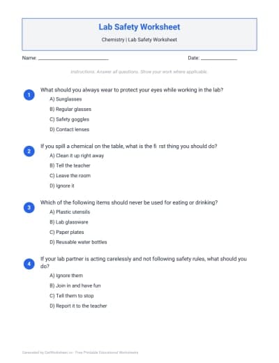 Lab Safety Worksheet