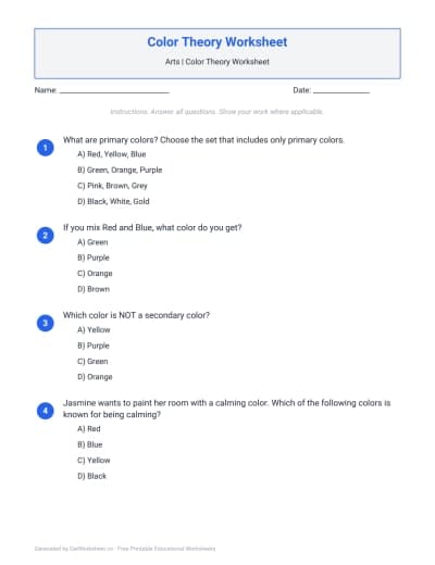 Color Theory Worksheet