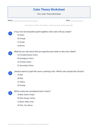 Color Theory Worksheet