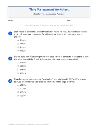 Time Management Worksheet