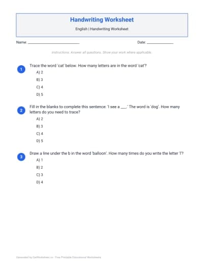 Handwriting Worksheet