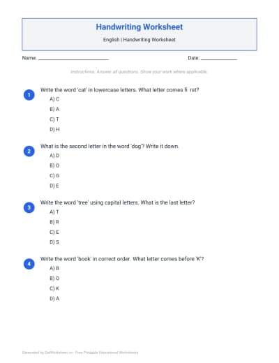 Handwriting Worksheet