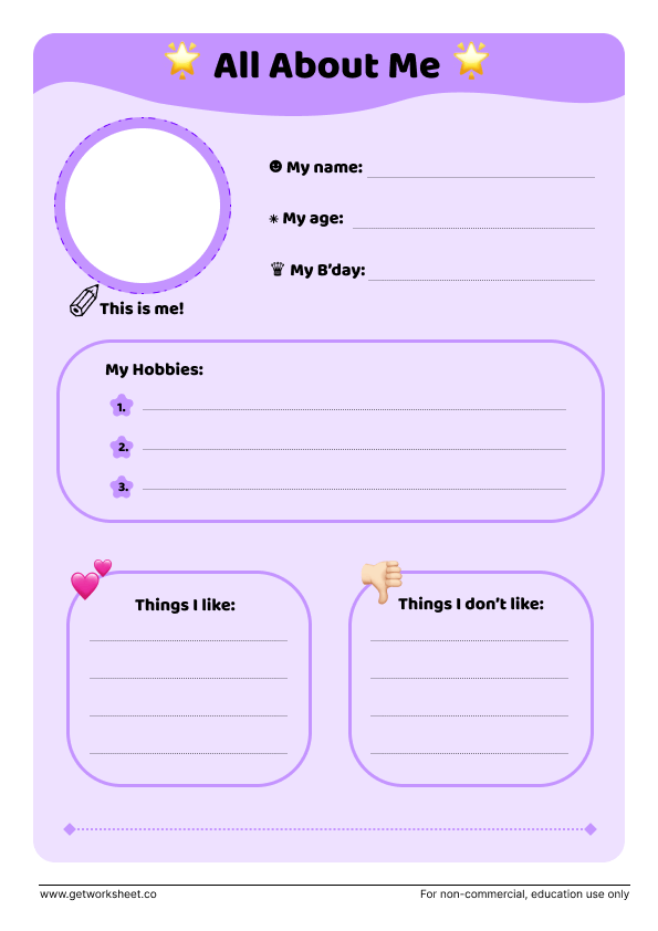 all about me worksheet 3